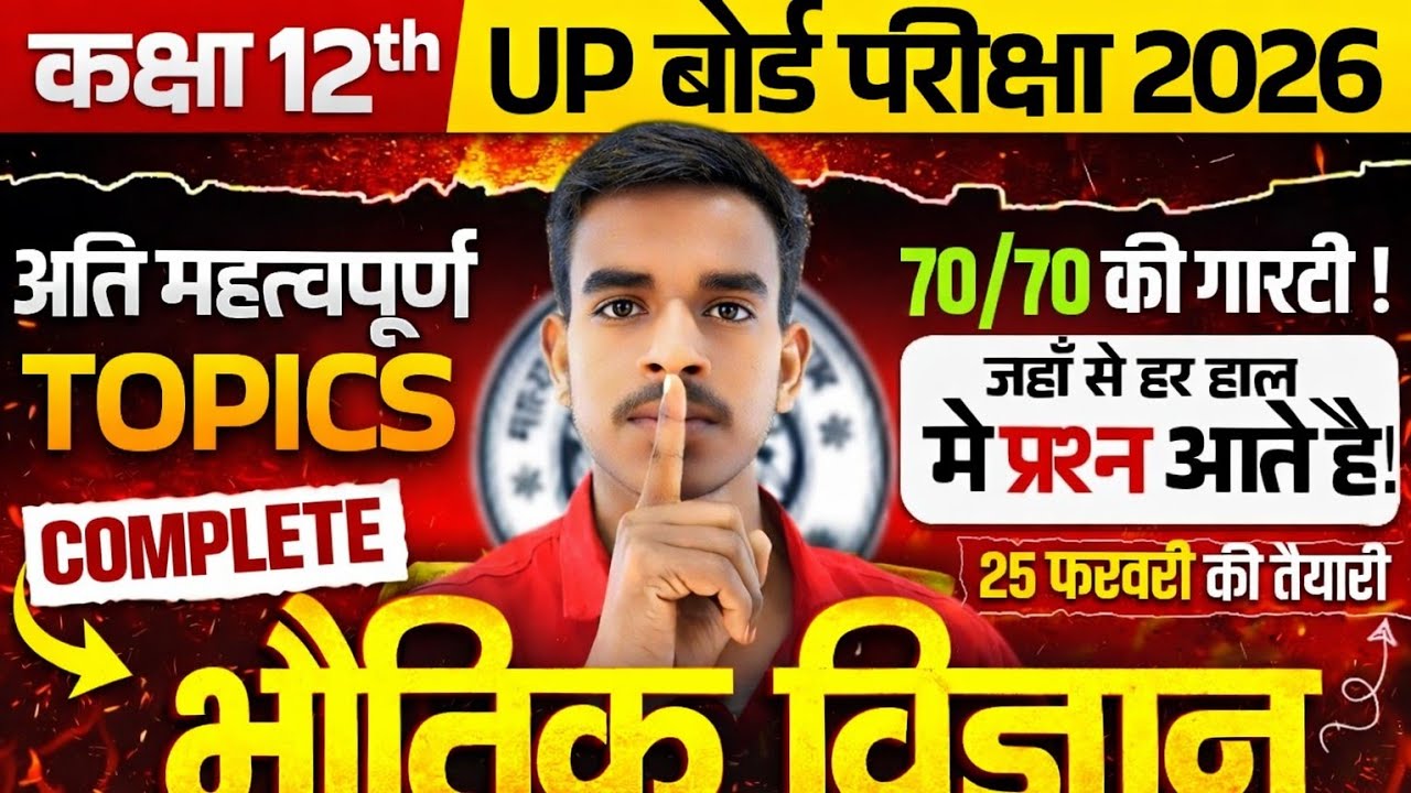 Class 12 Physics | परीक्षा में पूछे जाने वाले Fixed Topics |70/70 का लक्ष्य | Board Exam 2026