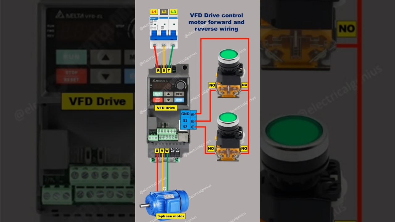 VFD Forward & Reverse Motor Control Wiring - Step-by-Step Guide #vfd #forwardreverse