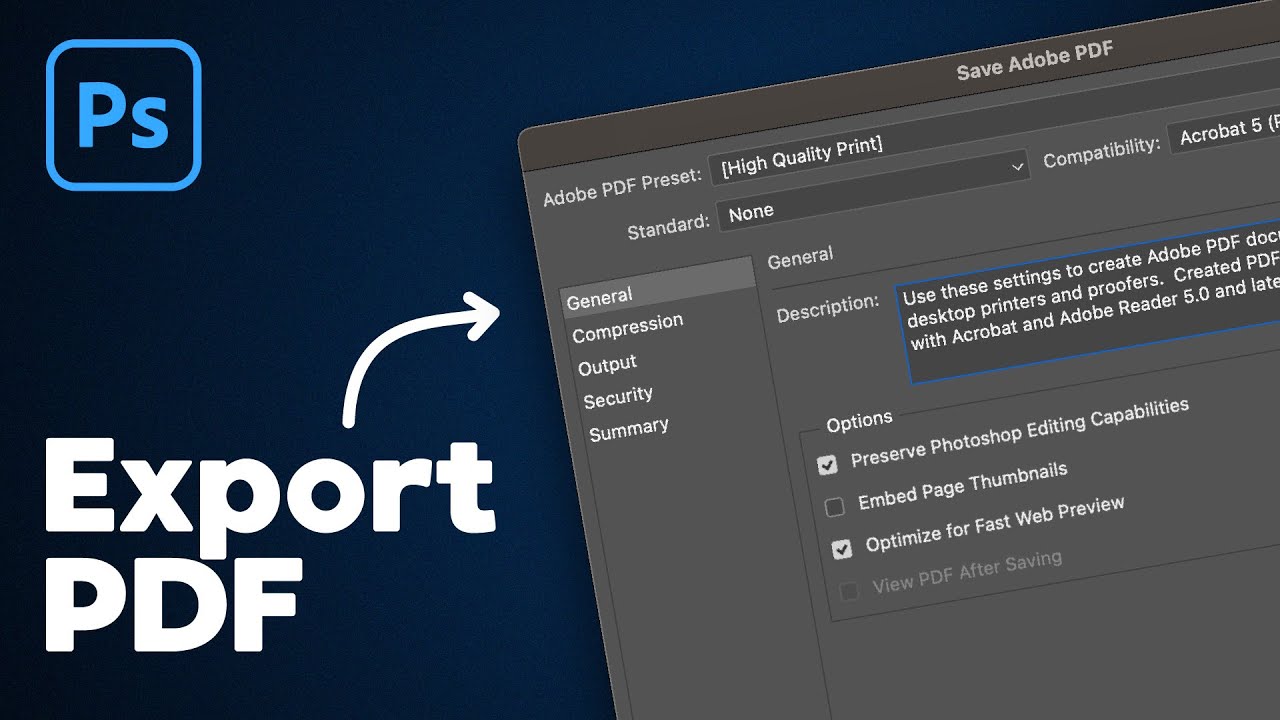 Как сохранить PDF в Photoshop