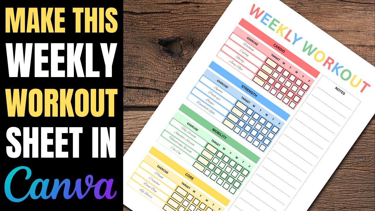 Build a Weekly Exercise Tracker in Canva | Easy Design Tutorial