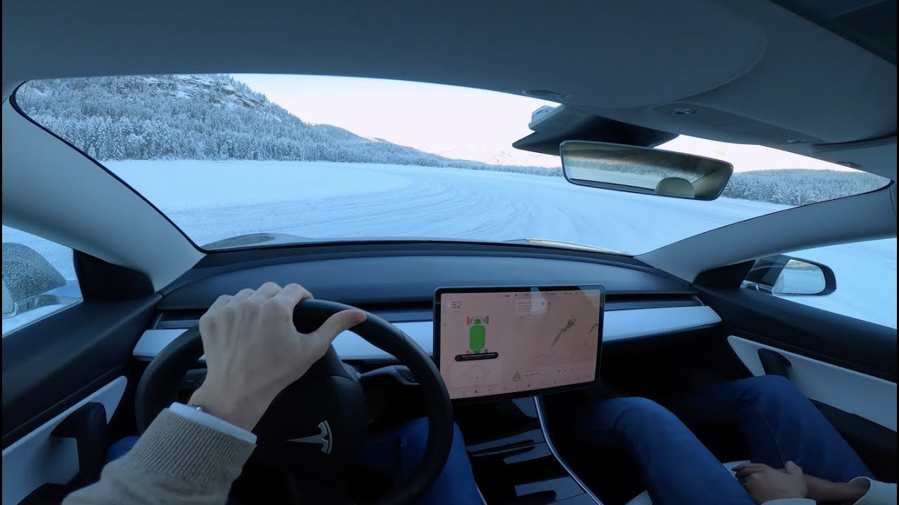 POV Ice Drift  | Tesla Model 3 Performance | Track Mode