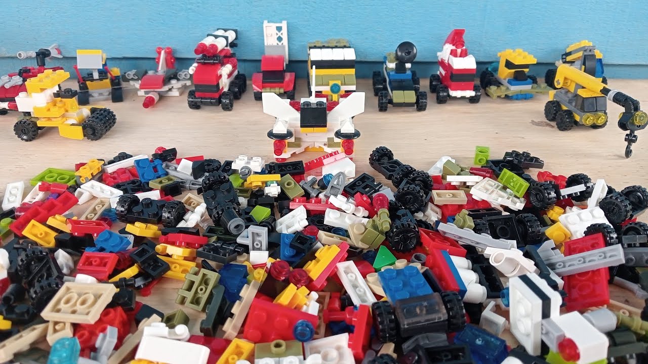 Mainan Lego Pesawat, Helikopter, Mobil Polisi, Mobil Beko, Buldoser, Mobil Crane, Optimus prime #109