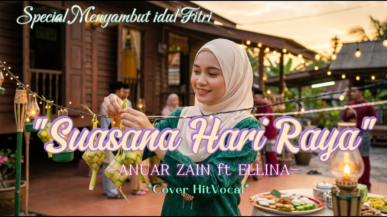 Suasana Hari Raya - Anuar zain ft Ellina | Cover HitVocal - Lirik Video - lagu paling  iconic