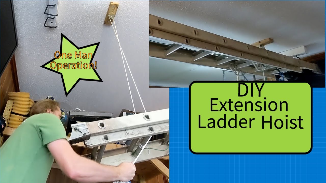 Hang Up Your Extension Ladder The Easy Way - Fun With Pulleys!