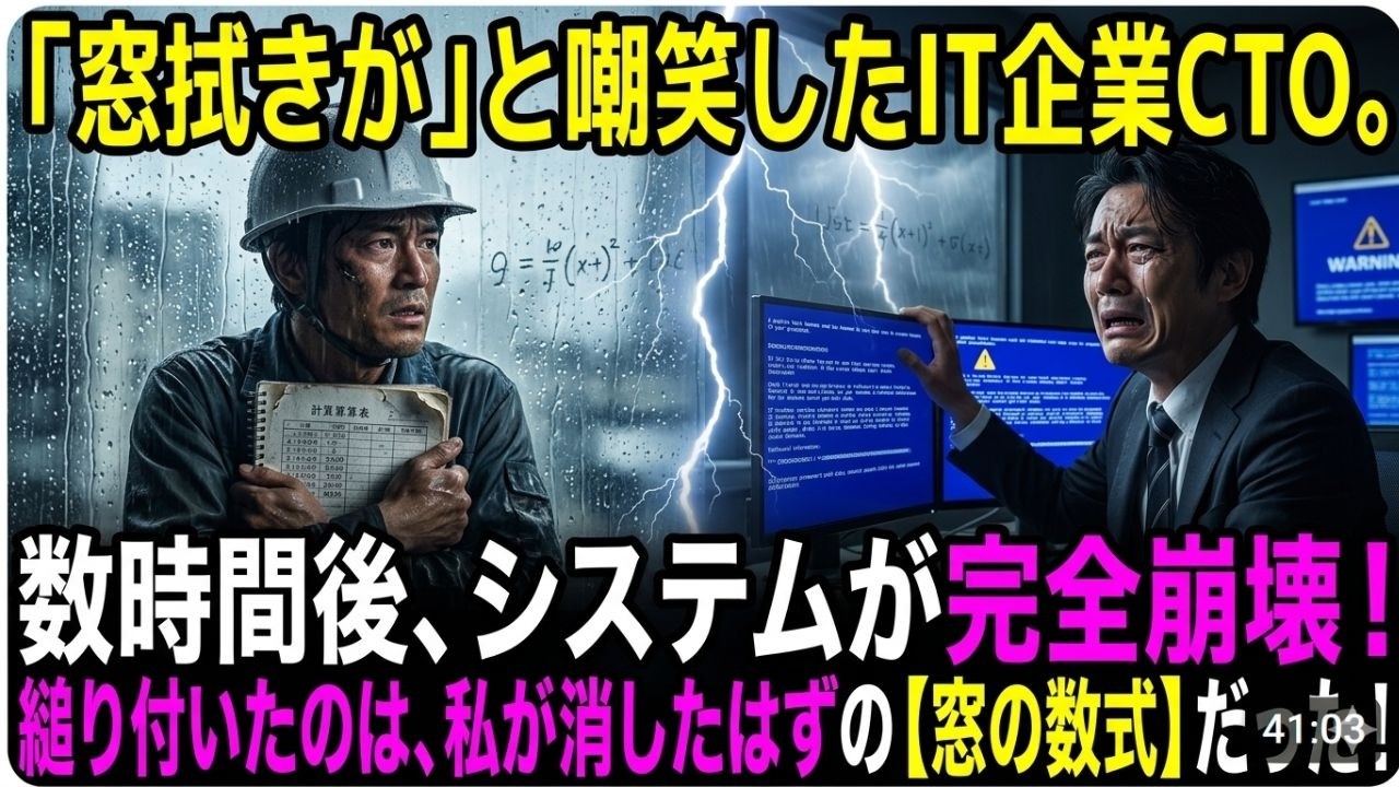 【逆転】「ゴミ掃除が」と私を笑ったCTO。彼が縋り付いたのは、私が窓に書き残した数式だった。