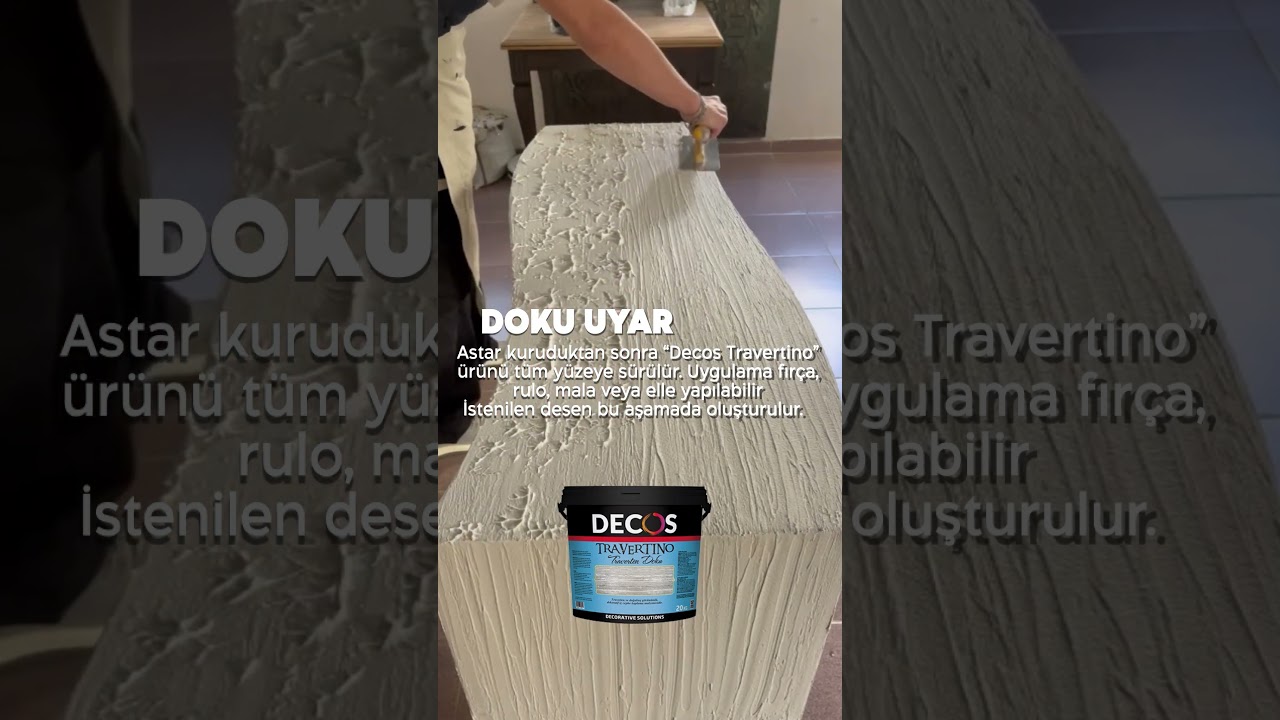 Decos Travertino - Traverten Dokulu Dekoratif Efekt Kaplama (Sehpa D&ouml;n&uuml;ş&uuml;m&uuml;)