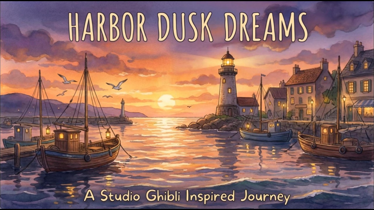 🌅 Harbor Sunset Ghibli Piano – Relaxing Music for Evening Calm & Peaceful Moments