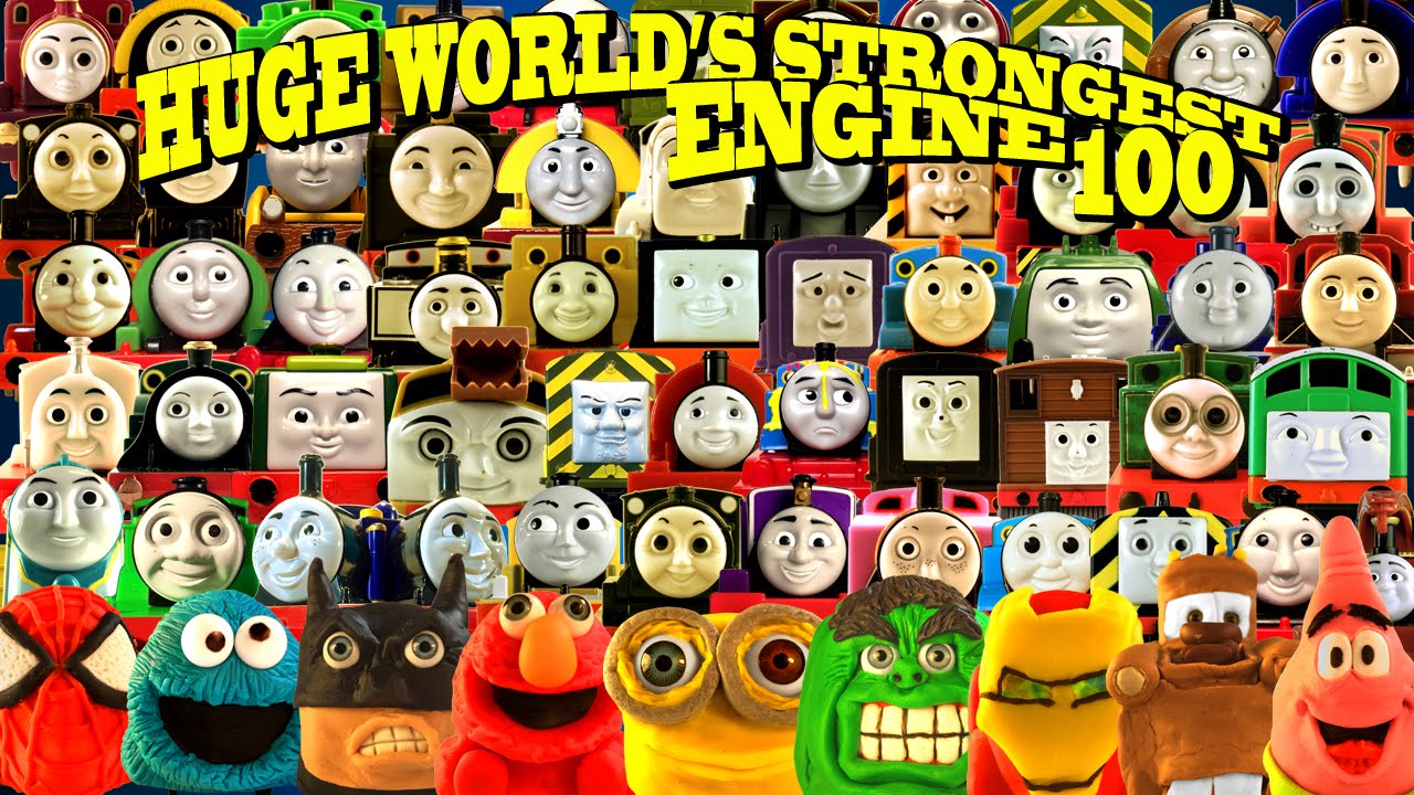 HUGE WORLD'S STRONGEST ENGINE ep 100 64 ENGINES! Thomas and Friends with Play Doh Surprise engines