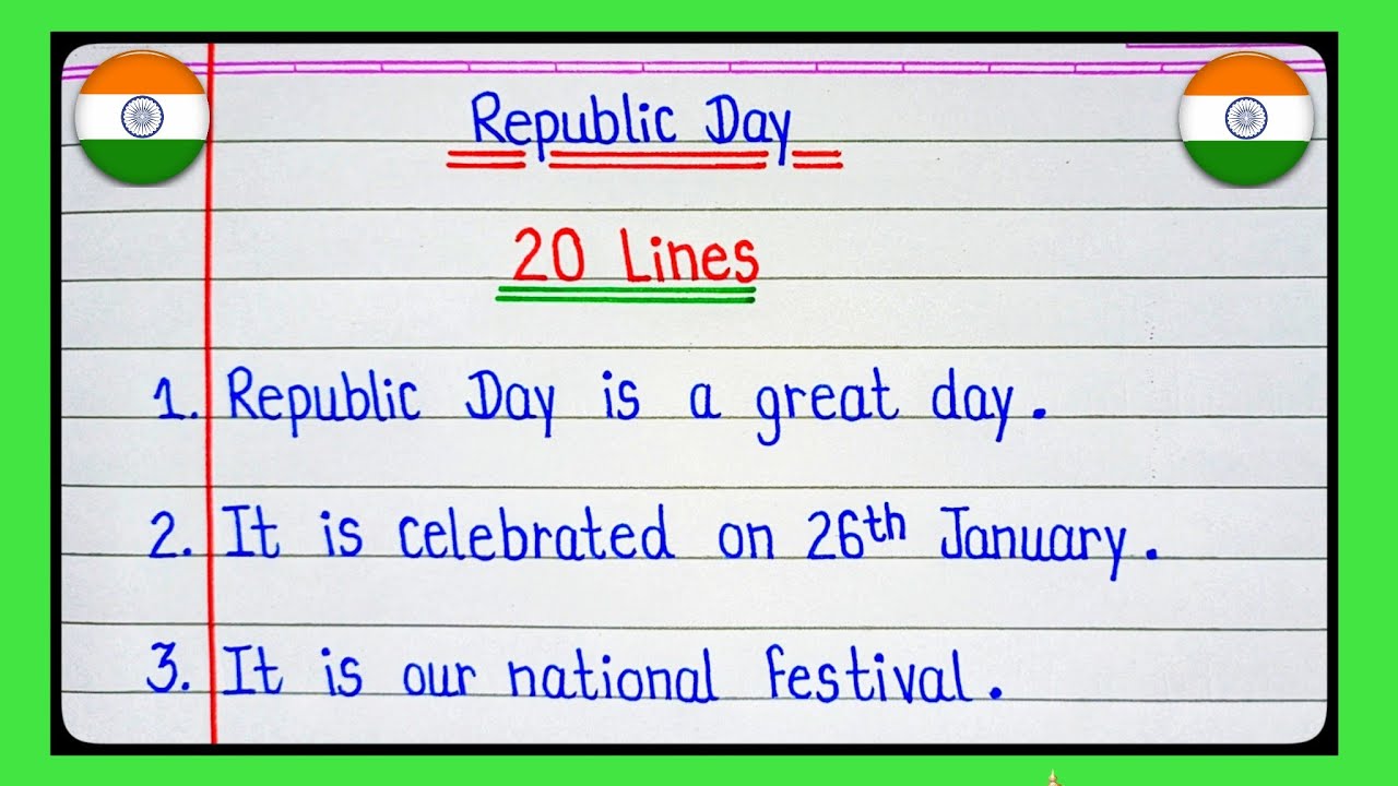 20 Lines Essay On Republic Day l 26 January Essay l Essay On Republic Day l गणतंत्र दिवस पर निबंध l