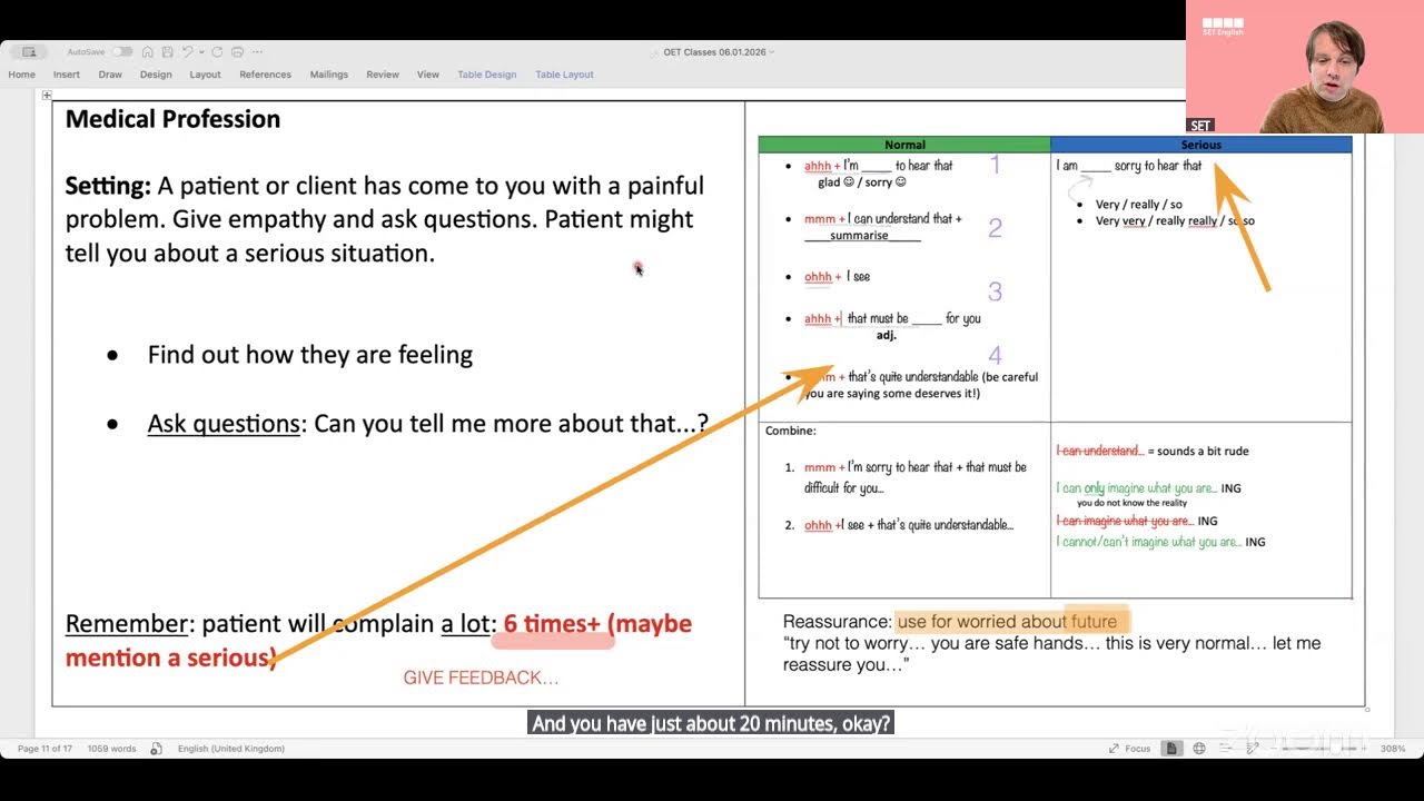 OET Speaking: Empathy Phrases
