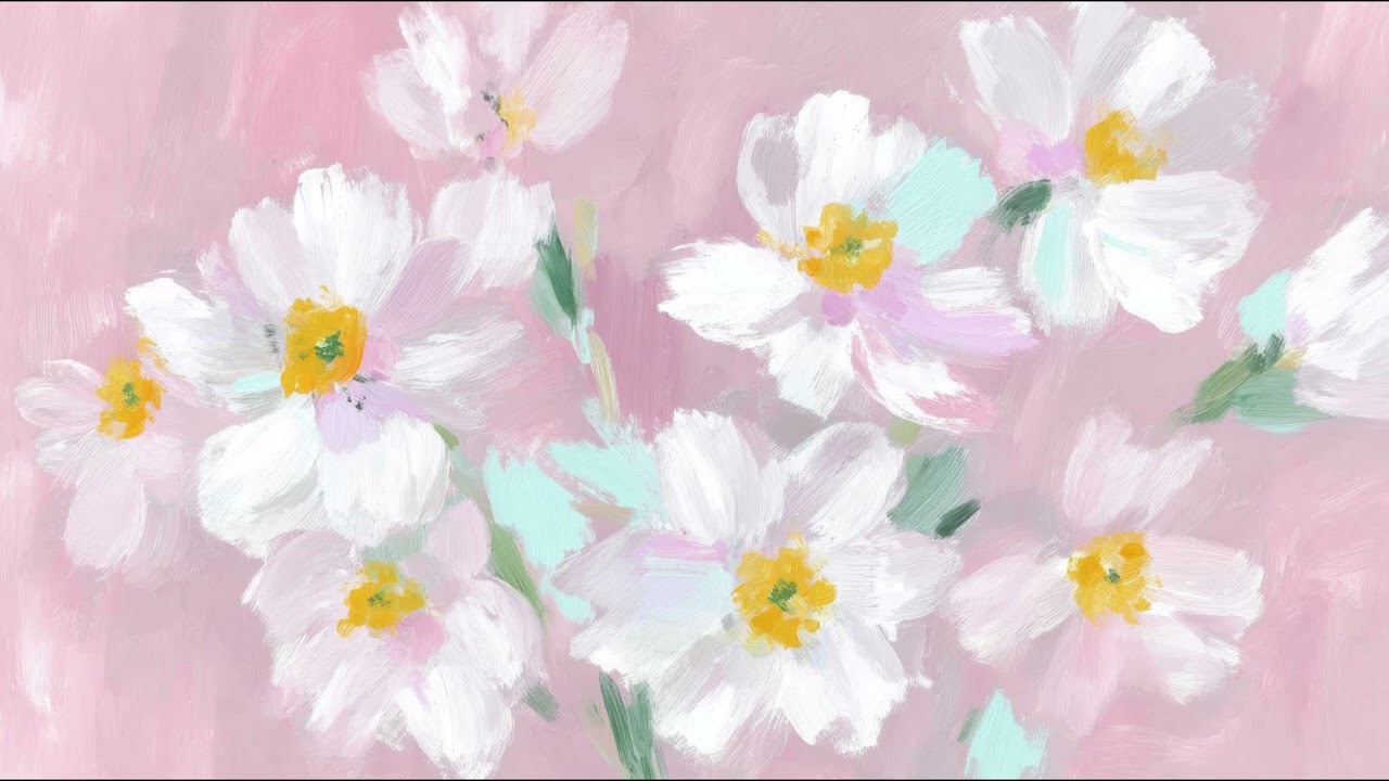 Spring Daffodils Painting TV Art 🌸 Pastel Flower Background 4K