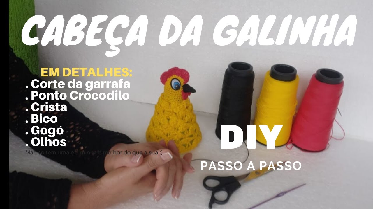 🐔 GALINHA DE GARRAFA PET e CROCHÊ | SOMENTE A CABEÇA em DETALHES. PASSO a PASSO. DIY. FAÇA e VENDA.