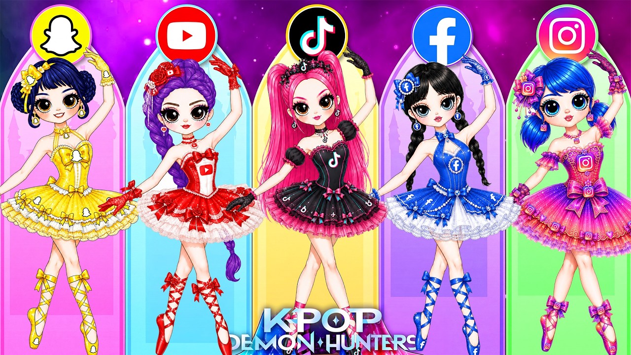 Huntrix: Social Media Prom Dress Glow Up for Rumi, Zoey & Mira Battle | Best DIY Fashion Paper Doll