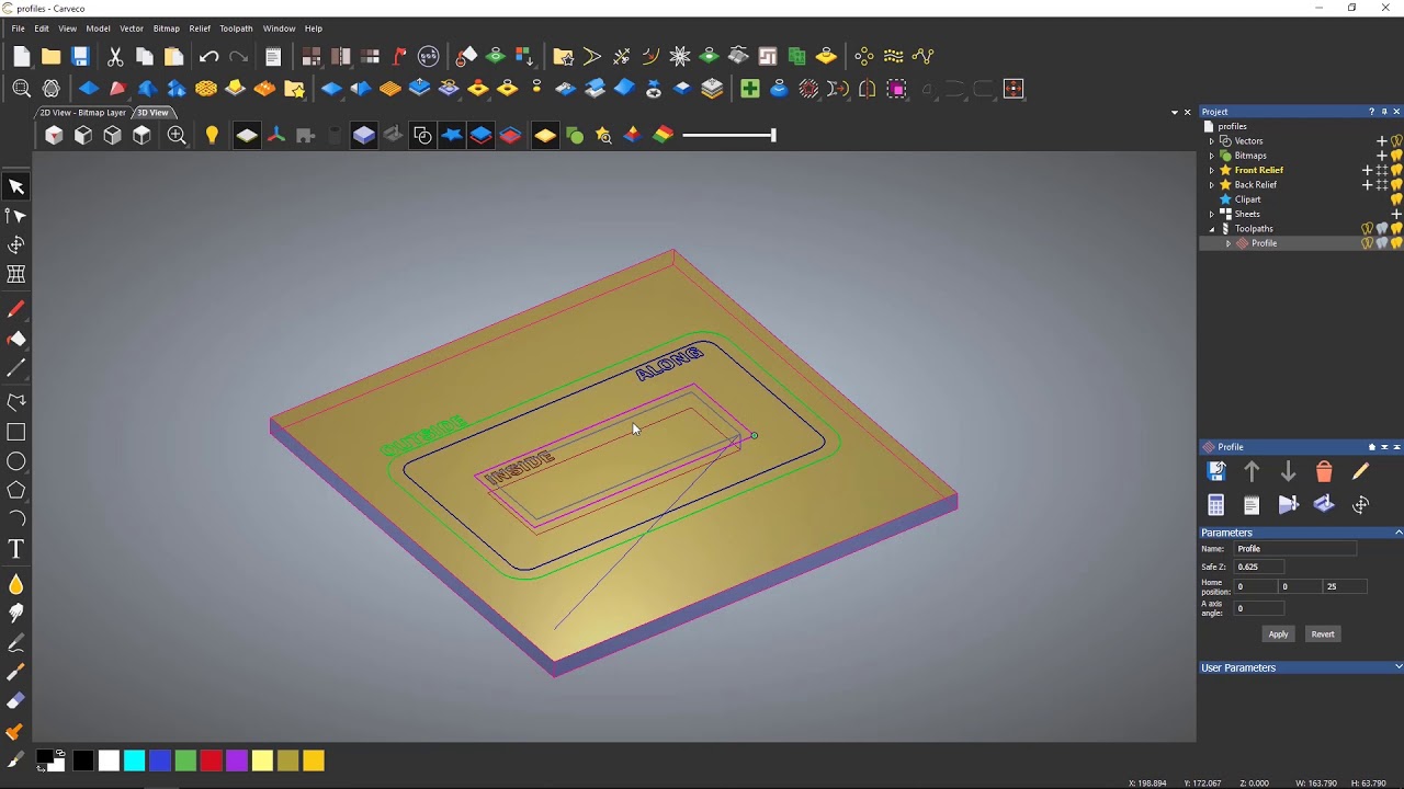 Getting Started in Carveco: Profile Toolpaths