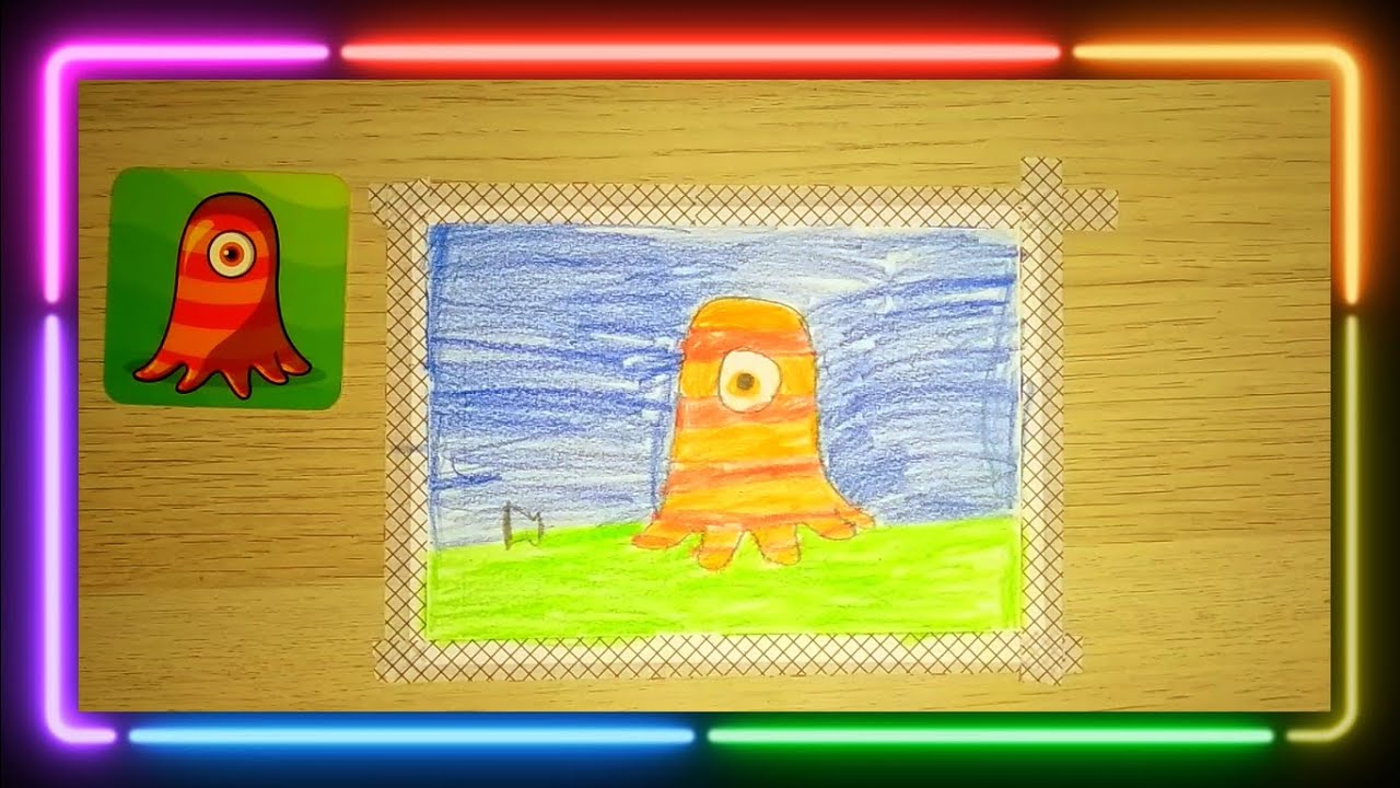 Dibujando una ameba de tentáculos del juego de mesa PANIC LAB - #dibujo #drawing #gigamic