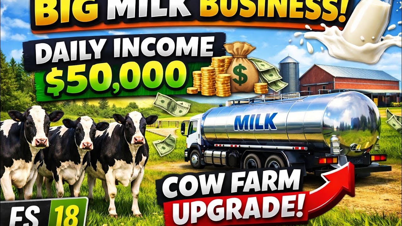 Choose One)1️⃣ FS 18 Milk Farming Business 🥛 | Daily Huge Profit Cow Farm