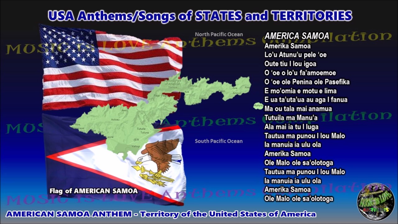 American Samoa Anthem AMERIKA SAMOA with music, vocal and lyrics