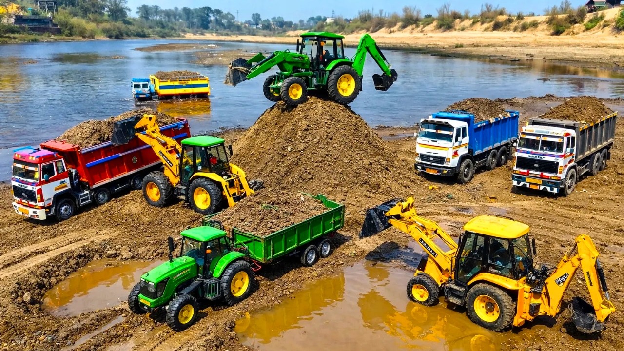 Tata Dumper 4825 Accident Heavy Mud Stuck Pulling Out Jcb Tata Truck Accident Rescue Swaraj Tractor.
