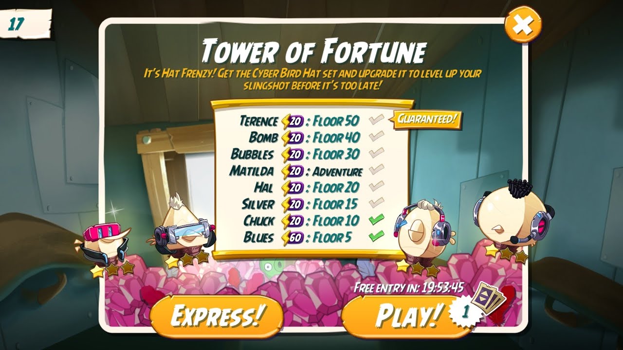 Angry Birds 2 - Tower of Fortune for Cyber Bird Hat Set Session 2