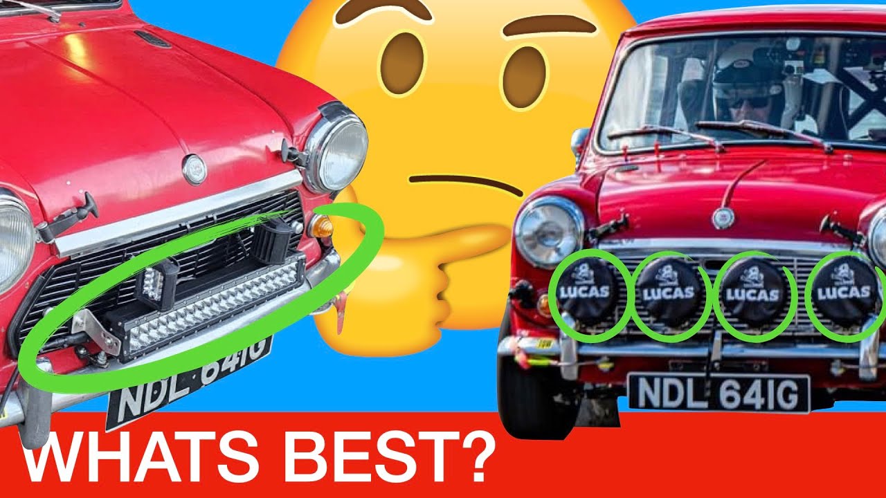 LED Light bar V Spot Lights on our classic mini rally car