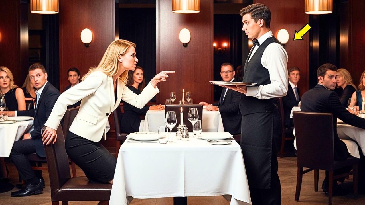 Millionaire yells at a single father waiter, but his reply leaves her shocked. in front of all!
