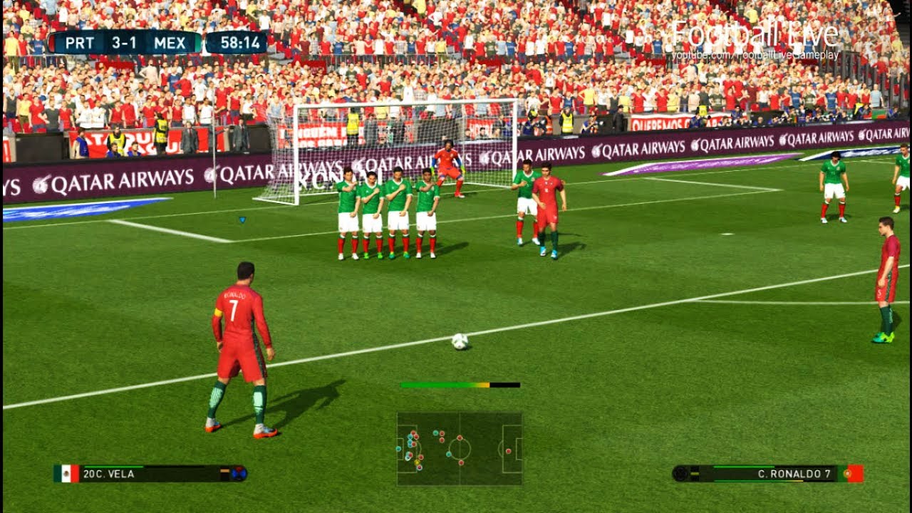 PES 2017 | Portugal vs Mexico | C.Ronaldo 2 Free Kick Goal & Poker & Full Match | Gameplay PC
