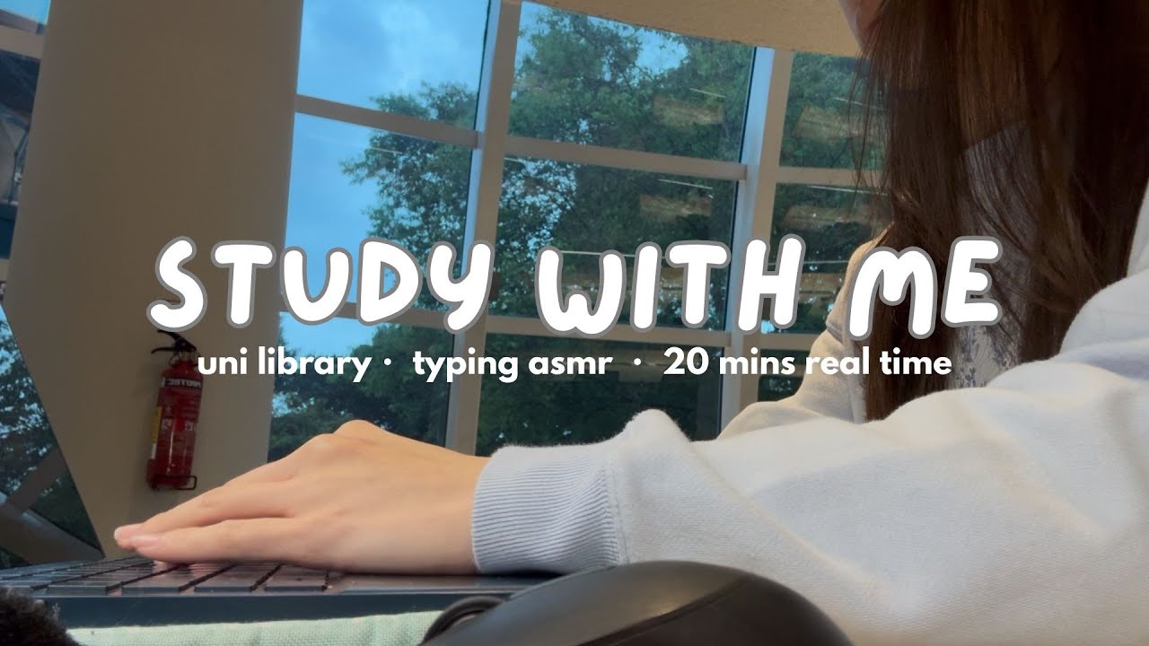 study with me: uni library 💻🎧 | typing asmr, 20 mins real time real sound