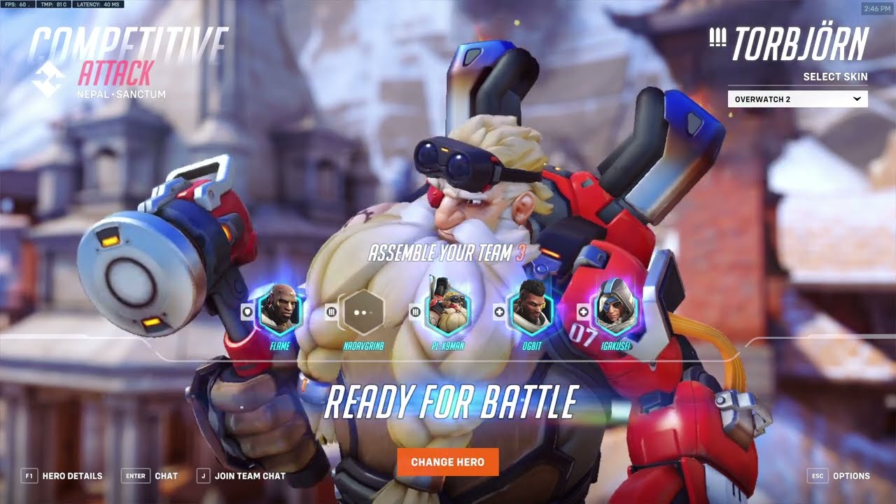 Top 500 Torbjorn OTP Ranking up a new account | OW2 Nepal Plat/Diamond Rank