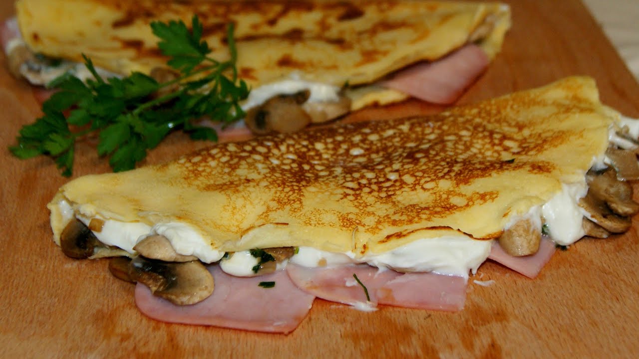 crepes de jamón, queso y champiñones light