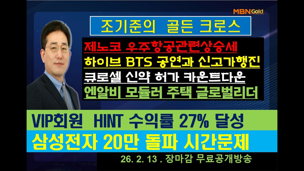 [조기준의 골든크로스]제노코 우주항공관련상승세/하이브 BTS 공연과 신고가행진/큐로셀 신약 허가 카운트다운/엔알비 모듈러 주택 글로벌리더