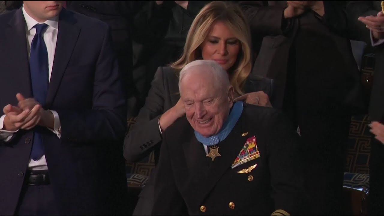First Lady Melania Trump presents Medal of Honor to 100-year-old Korean War veteran Royce Williams