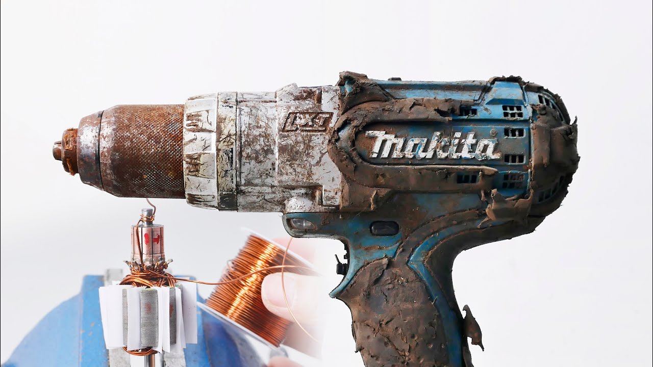 Revive the Makita 454 electric drill, rewind the motor and repair multiple faults