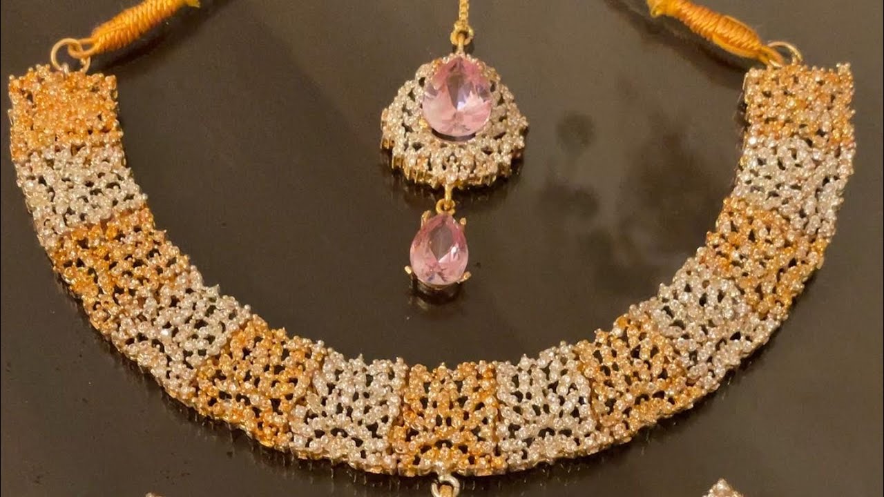 Two Toned Zircon Necklace Set | Zircon Jewellery Wholesale