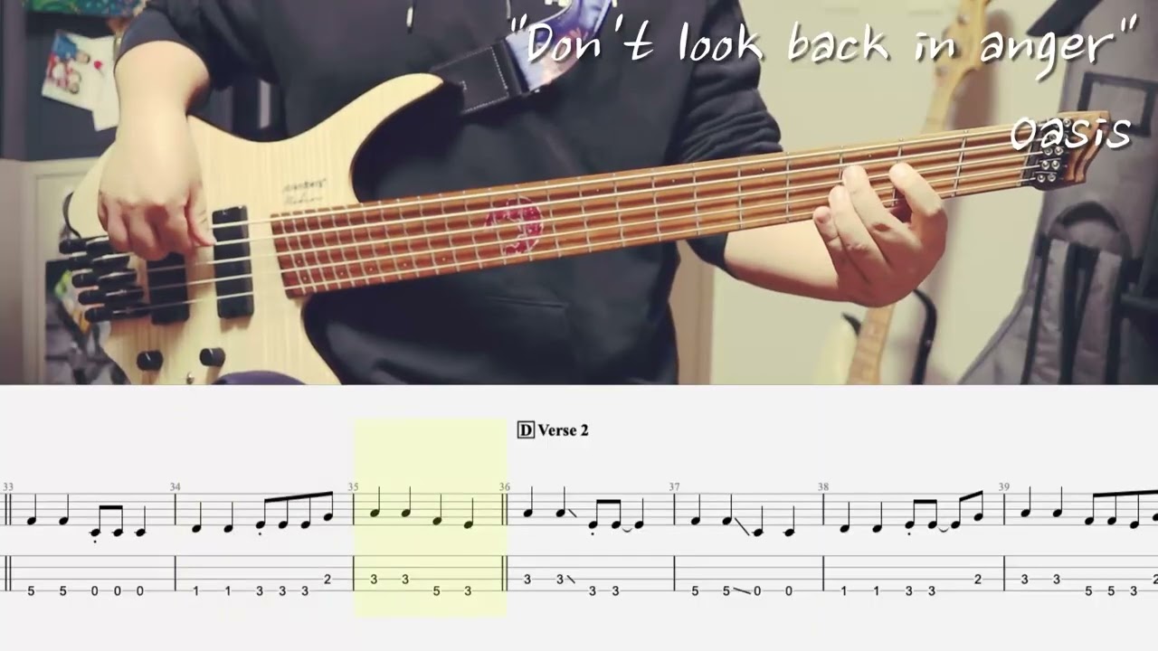 Oasis - Don't look back in anger // bass cover(tab)