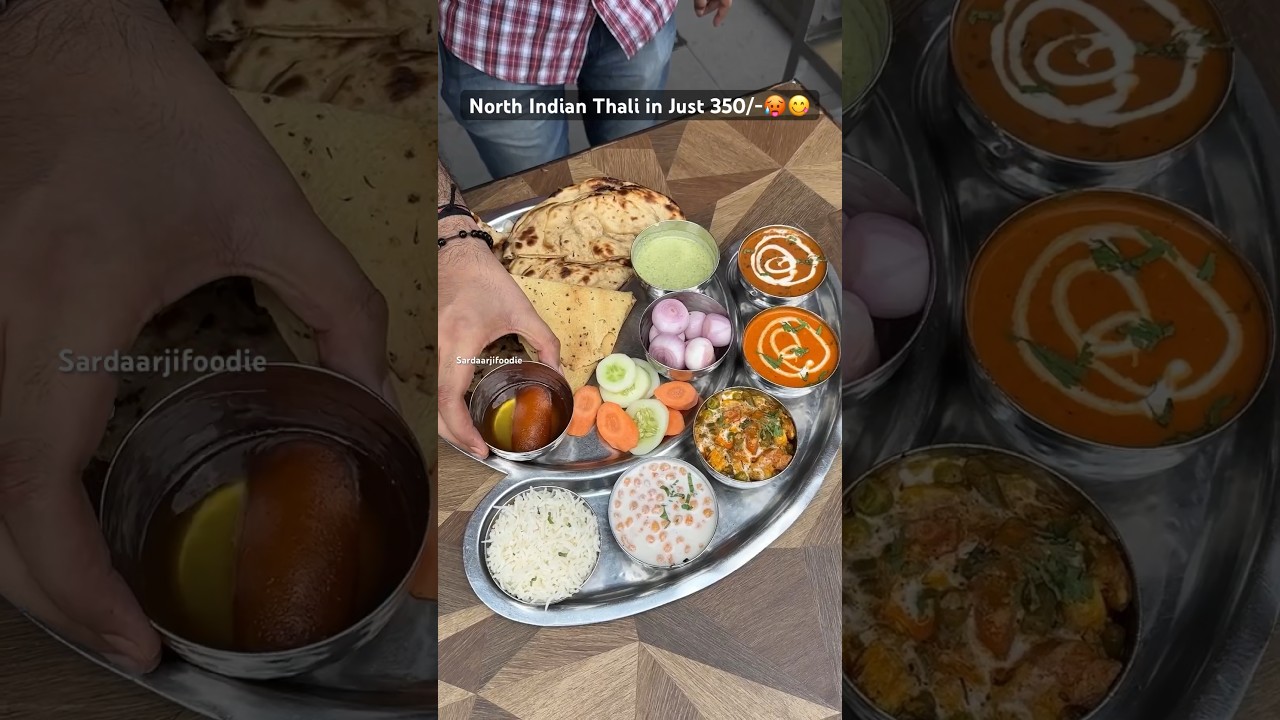 Famous East Delhi North Indian Thali😱🥵 #thali #dalmakhani #shahipaneer #chawal #rice #streetfood
