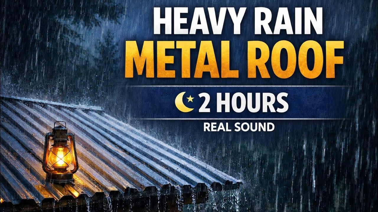 Heavy Rain on Metal Roof 🌧️ 2 Hours Real Rain Sounds for Deep Sleep