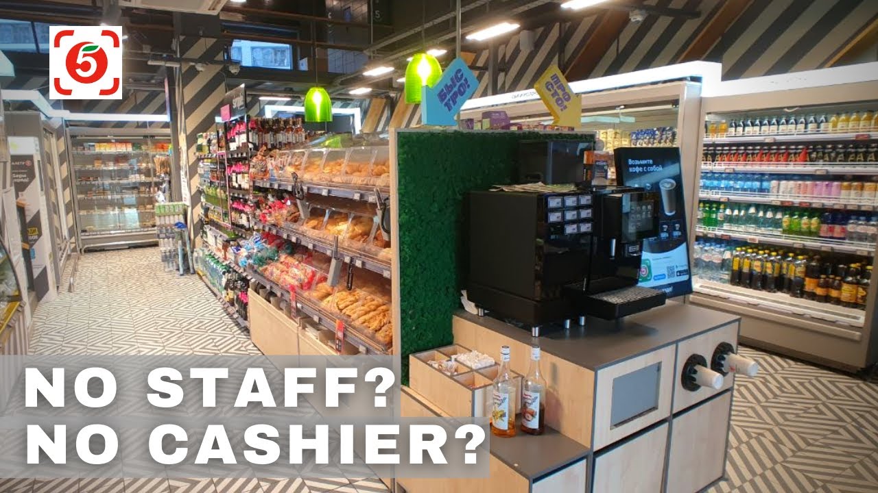Российский полностью автоматизированный супермаркет | Пятерочка на ходу