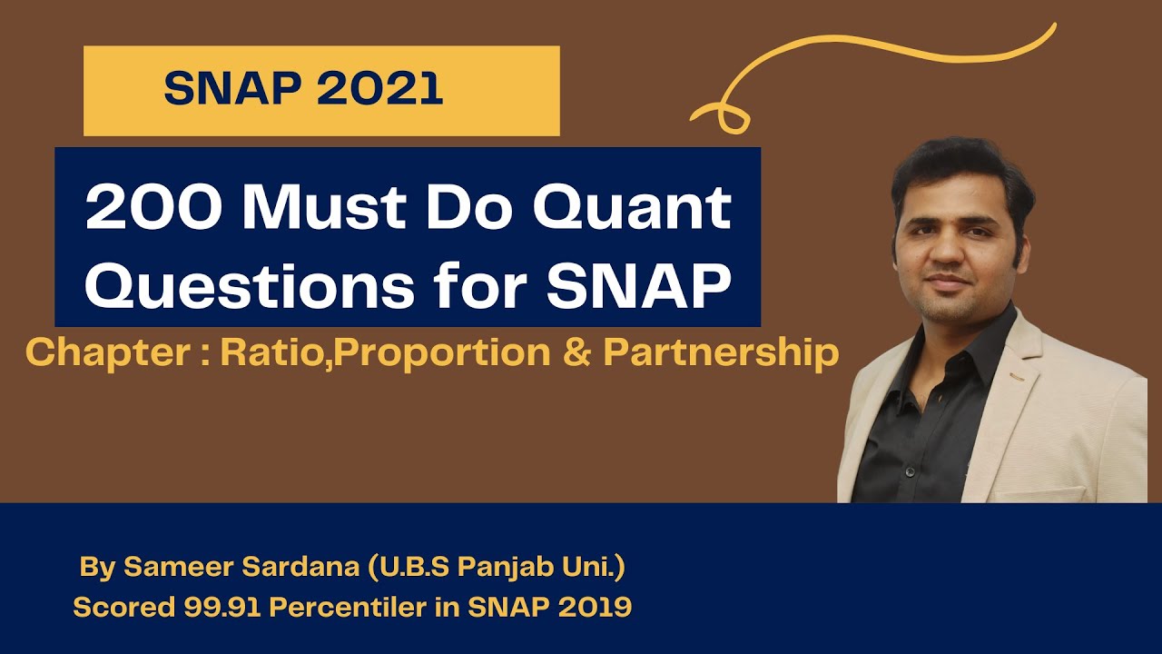 200 Must Do Quant Questions for SNAP || Complete Quant for SNAP2021 || Ratios