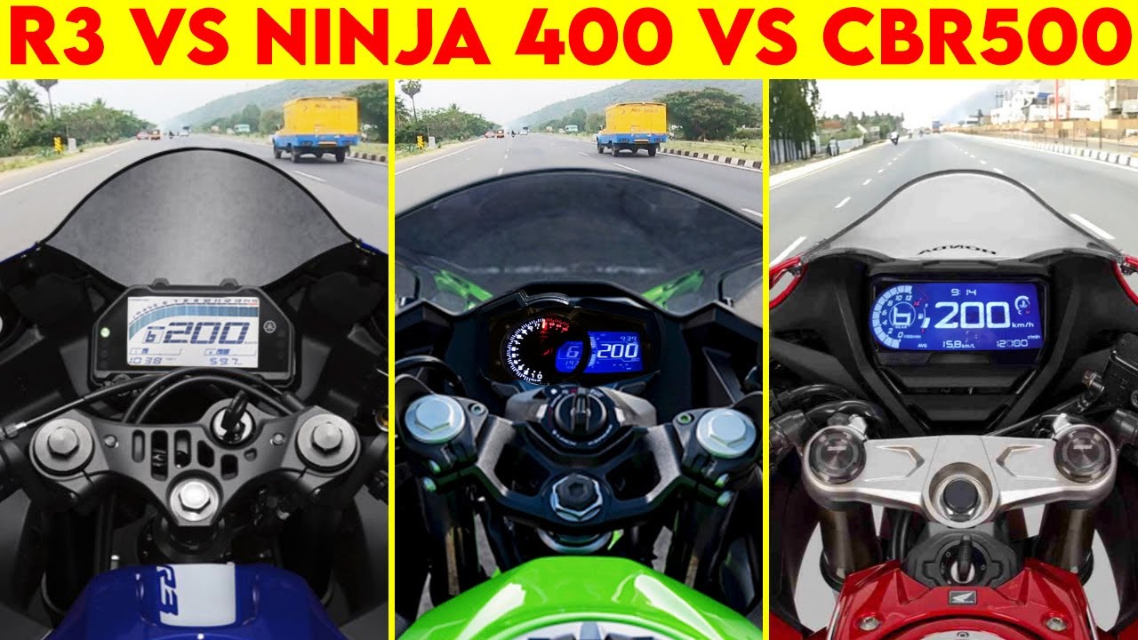 Ninja 400 VS Yamaha R3 VS CBR 500R | 0 TO 200 | TOPSPEED