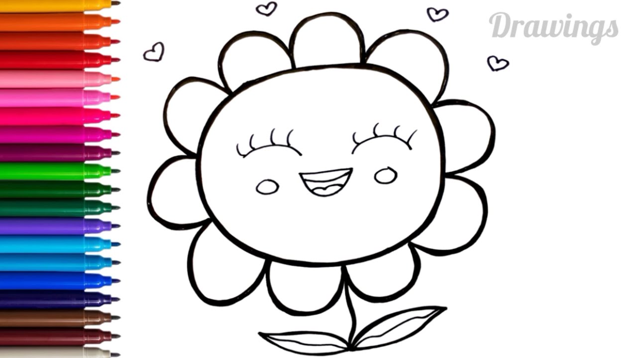 Cute Flower Drawing Easy | How To Draw A Flower Easy | Drawings For Kids