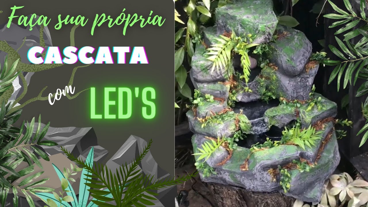 Faça sua propria fonte de água com leds DIY / make your own mini waterfall with leds