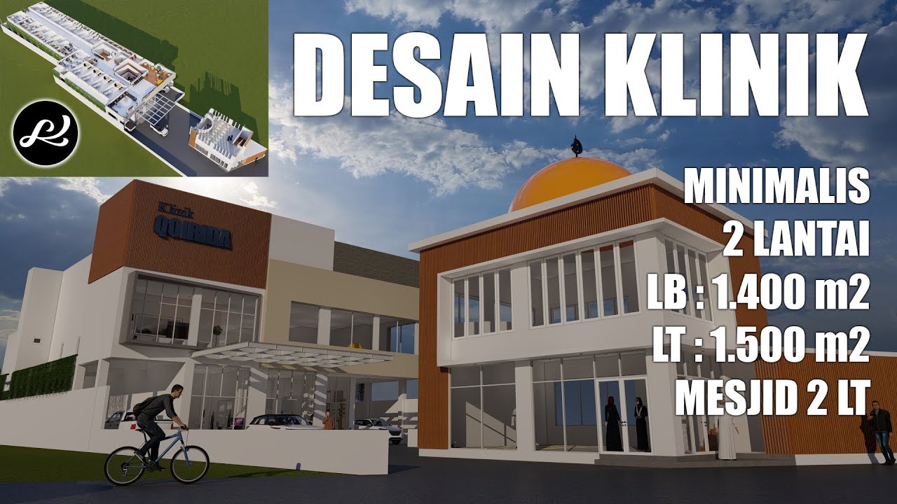 desain klinik minimalis – rawat inap 2 lantai 1500 m2 – masjid 2 lantai