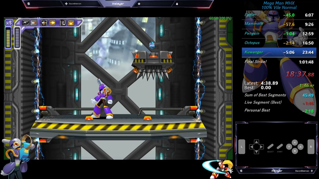 Mega Man Maverick Hunter X Vile 100% Normal Speedrun