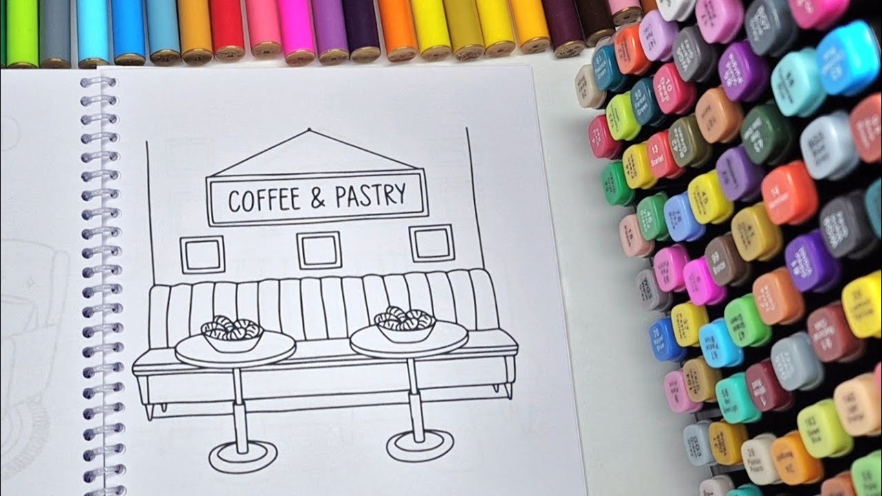 Cozy Coffee & Pastry Coloring ☕🥐 ASMR Relaxing Cute Aesthetic