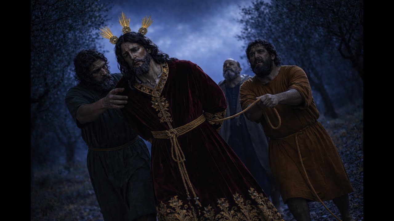 Animacion IA. Interpretación libre del paso de misterio de la Hdad del Prendimiento realizado con IA