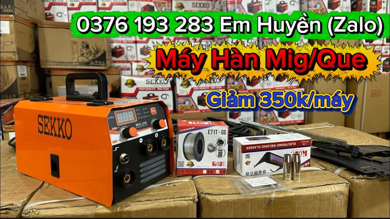 🔴SALE RẺ🔴Mig/Que Sekko 250A đời mới nhất giá rẻ bảo hành 3 năm cực dễ Hàn chuyên đồ mỏng
