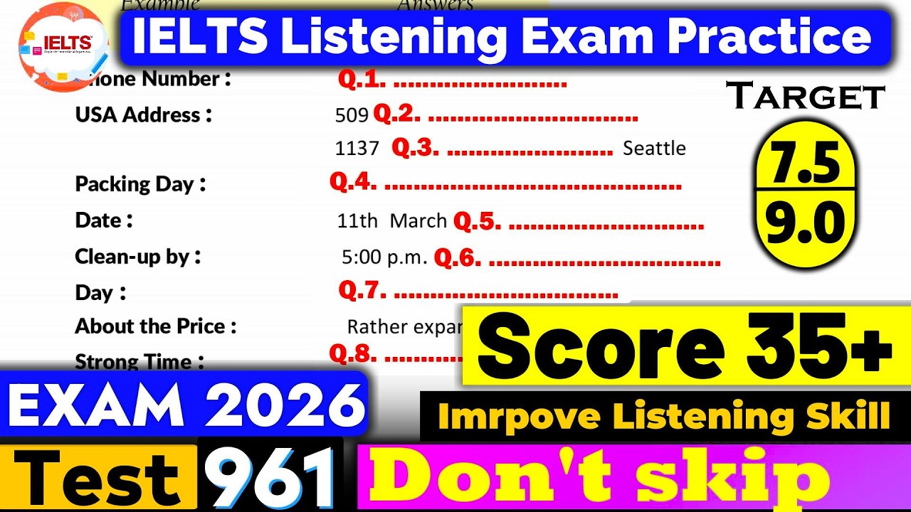 IELTS Listening Practice Test 2026 with Answers | IELTS LISTENING