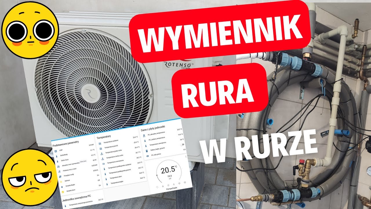Wymiennik rurowy, rura w rurze , pompa ciepła z klimy , pompa z klimatyzatora