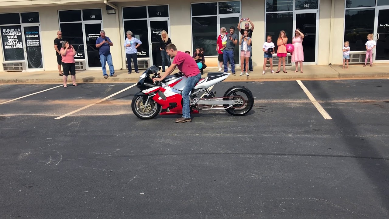 Motorcycle burnout gender reveal!!!!!!!!