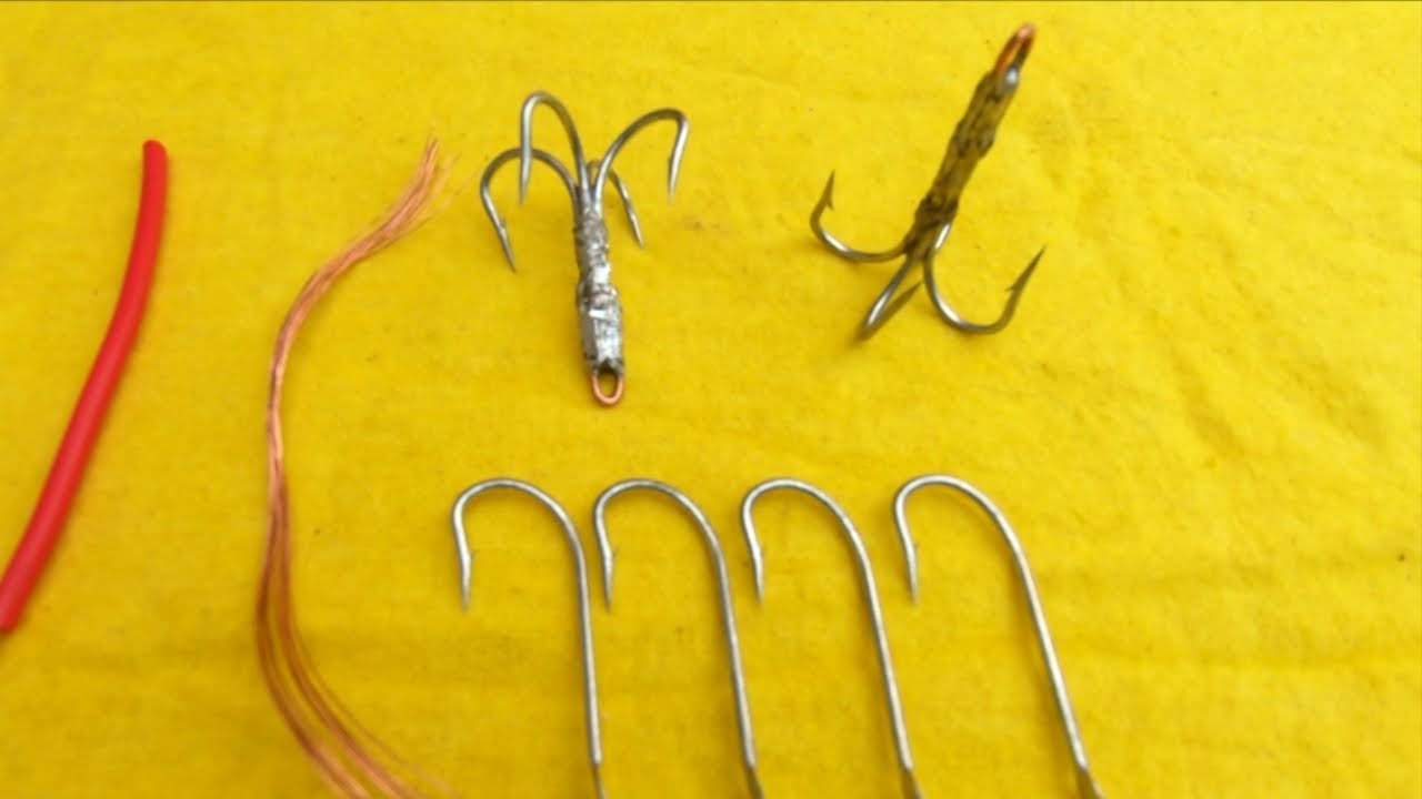 Anzuelos cuádruples como hacerlos fácil y rápido.| How to make quadruple fishing hooks.